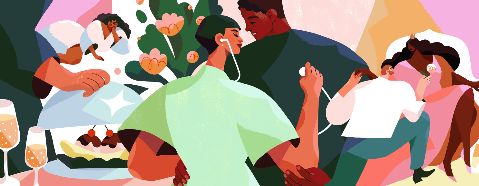 illustration of female dreaming sexual fantasies