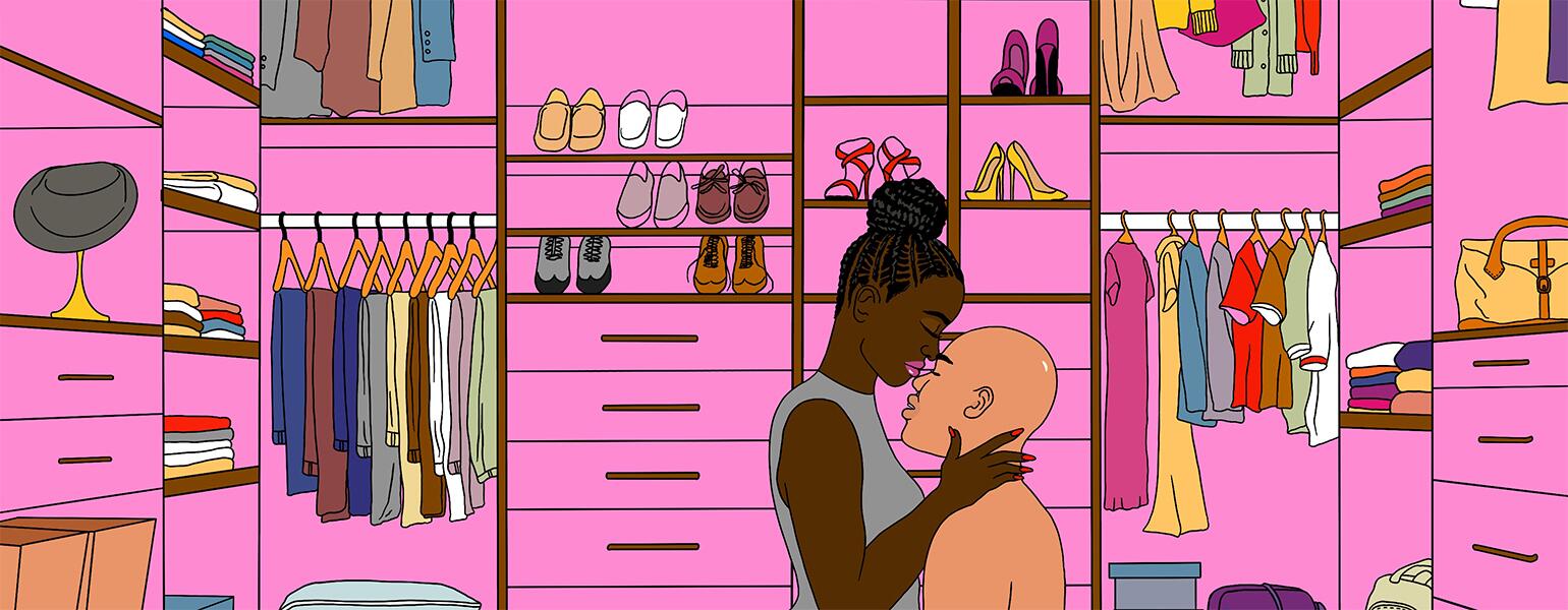 illustration of couple making love in closet by alicia rihko
