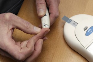 Testing blood for glucose reading