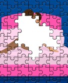 illustration of puzzle with couple making love on bed with pieces missing 
