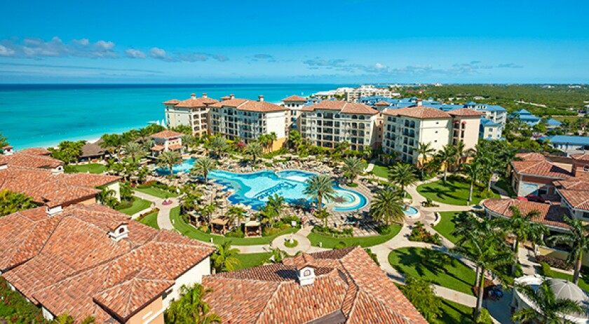Aerial view of Turks and Caicos resort