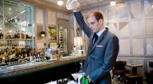 A martini is prepared at the Connaught Hotel in London
