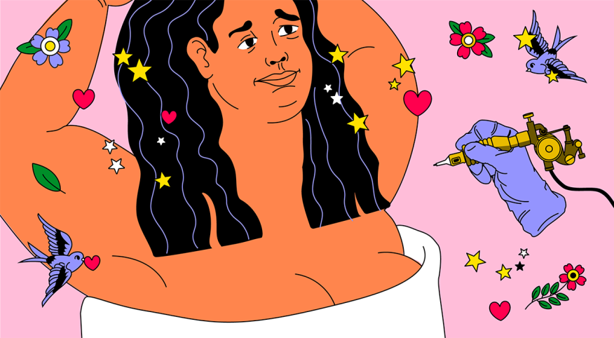 illustration of woman getting a tattoo