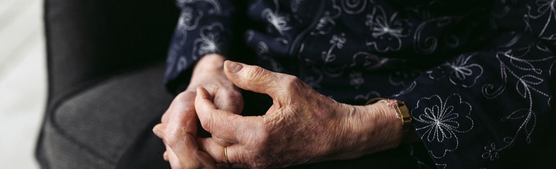 closeup of elderly woman's hands