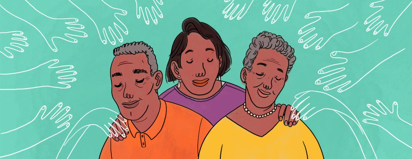 aarp, sisters, illustration, parents
