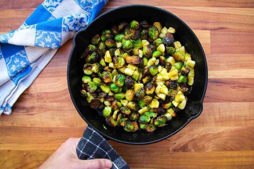 Crispy brussel sprouts with banana and lime