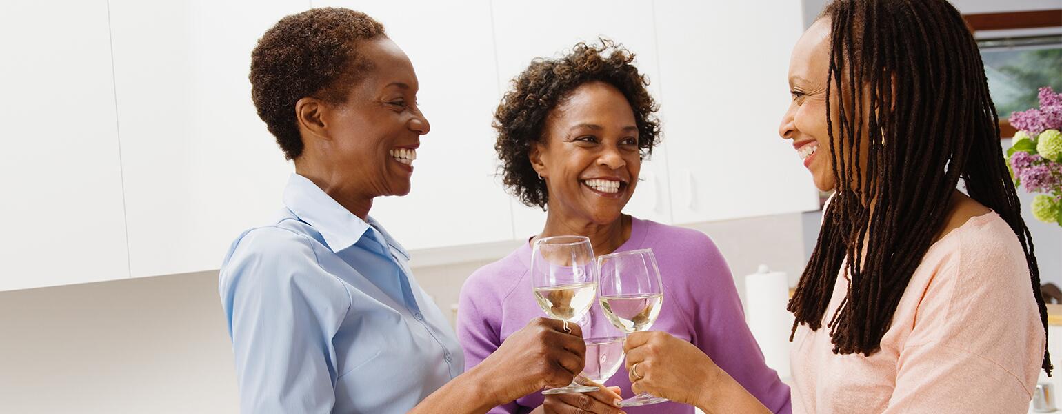 black ladies drinking white wine