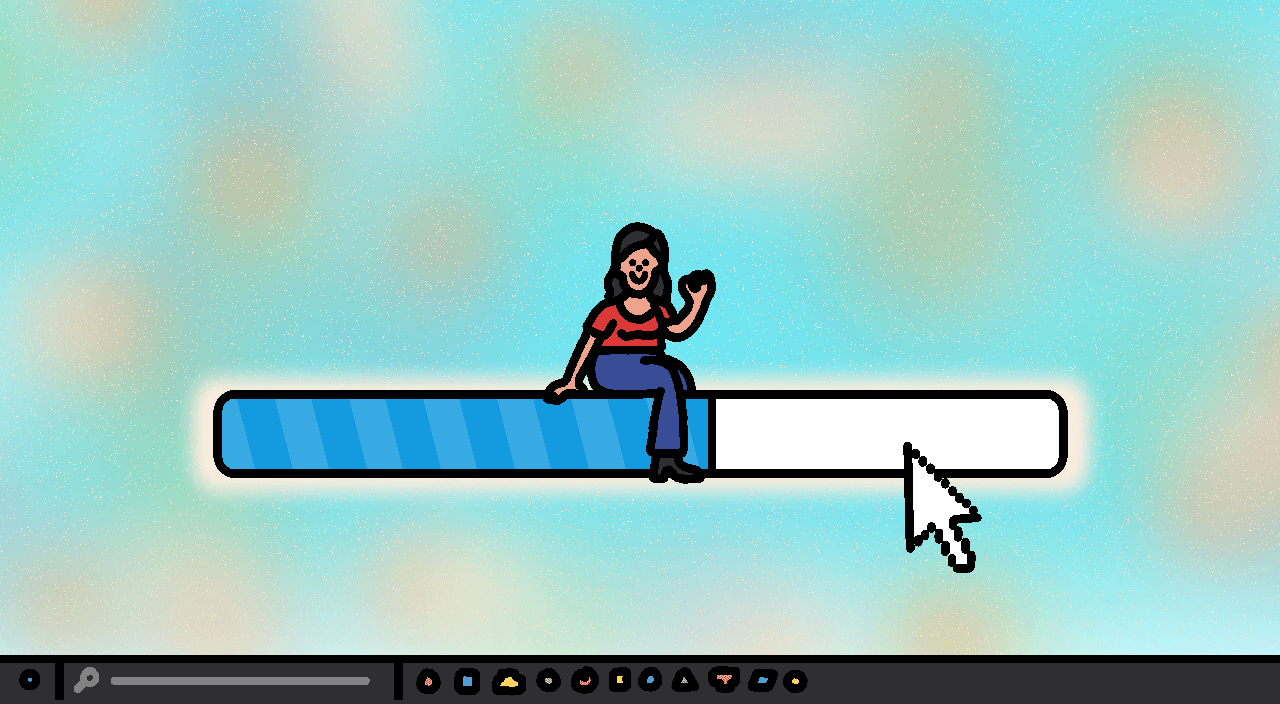 gif illustration of woman sitting on loading bar