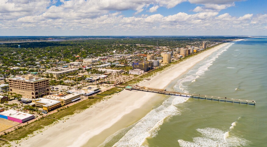 Aerial,Photo,Jacksonville,Beach,Fishing,Pier,Travel,Destination
