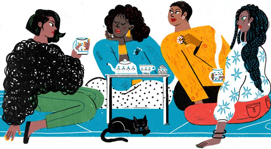 sisters, illustration, Black women