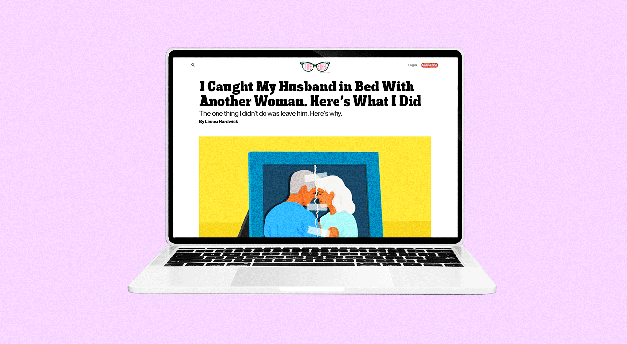gif photo illustration of ethel cheating article on laptop screen covered by multiple reader comments