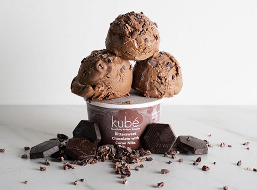 Bitter sweet chocolate with cacao nibs from Kubé Ice Cream in Oakland CA.