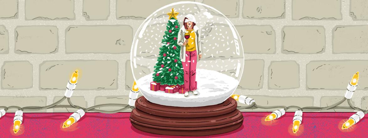 aarp, girlfriend, Christmas, illustration
