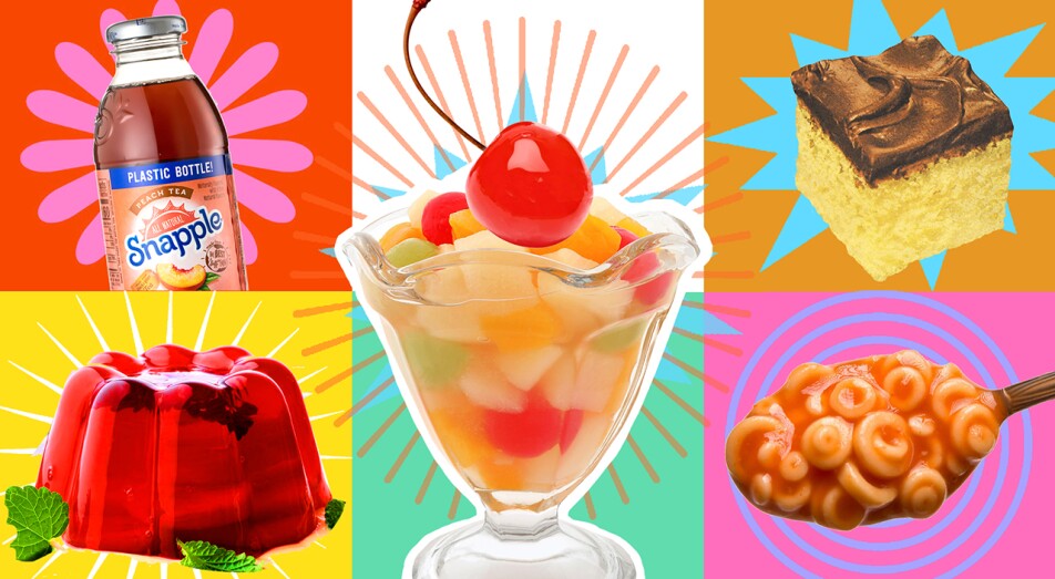 photo collage of different foods that are making a comeback this year