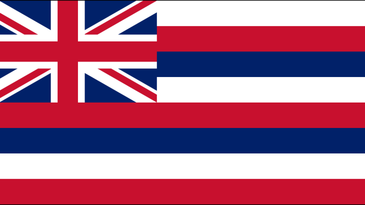 The Hawaii state flag has 8 red, white, and blue stripes with the British Union Jack in the canton, symbolizing its royal heritage.