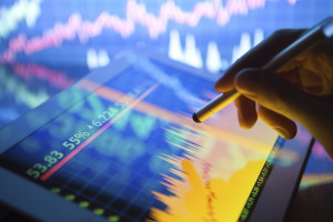 Analyzing stocks on tablet