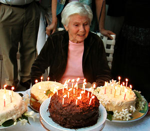 a woman celebrates her 90th birthday